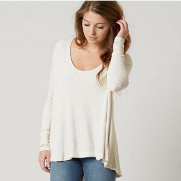 We The Free Tops - Free People We The Free Malibu Oatmeal Cream Tan Long Sleeve Thermal Knit Top